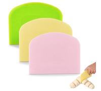 3 Pcs Plastic Dough Scrapers, Flexible Non-Stick Food Grade Bowl Scraper Bench Cutters, Multipurpose Pastry Tool for Baking, Bread, Sourdough, Cake & Pizza Making
