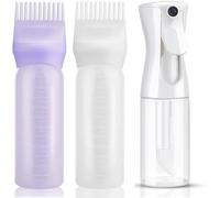 3 PCS Plastic Hair Dye Oil Applying Applicator with Graduated Scale, Root Comb Applicator and Continuous Spray Bottle, 200ml(white)
