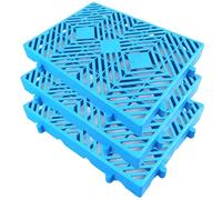 3 Pcs Plastic Pallets, Plastic Grate for Warehouse, HDPE Material, High Toughness and Not Easily Broken, Same Size can be Spliced(Blue,30x40x5CM/12x16x2IN)