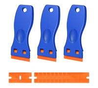 3 Pcs Plastic Scraper Tool with 10 Plastic Razor Blade, Window Scraper, Glass Scraper for Windows Cleaning Tool, Non Scratch for Labels Stickers Decals Remover