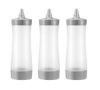 3 Pcs Plastic Squeeze Bottles Ketchup Bottles with Tip Cap Sauce Dispensers Condiment Bottles for Dressing Paint Olive Oil BBQ (Grey)