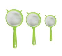 3 Pcs Plastic Strainer Universal Fine Mesh Plastic Sieve with Long Handle, Sifter for Kitchen Cooking, Green