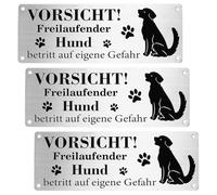 3 Pcs Please Close The Gate Sign Dog, Aluminium Close Gate Dog Signs for Gates with Pre-Drilled Holes, Reflective & UV Resistant & Waterproof Beware of The Dogs Sign Outdoor Gates Wall Fence(25x9cm)