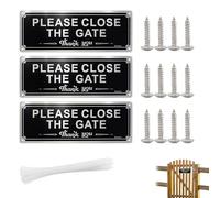 3 PCS Please Close The Gate Signs, Please Shut the Gate Signs, Personalised Sign, with Cable Ties and Screws Suitable for Outdoor Warning Plaque for Yard Patio Garden