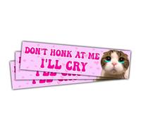3 Pcs Please Don't Honk at Me I'll Cry Sticker, Dont Honk at Me Bumper Sticker, Dont Honk at Me Sticker, Don't Honk at Me Sticker, Funny New Driver Stickers for Car Truck Laptop Phone Bottle Helmet 5"