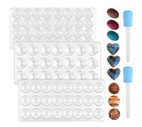 3 Pcs Polycarbonate Chocolate Mould, Transparent Candy Mould with 2 Droppers, 3D Moulds for Jelly, Sweets, Ice Cubes