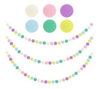 3 Pcs Pom Pom Garland,Small Pom Poms With 72 Small Felt Balls | Pre-Strung Rainbow Nursery & Bedroom Decor | For Birthday Parties, Christmas Tree And Classroom Decoration