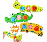 3 PCS Pop it Fidget Toys for Toddler, Push and Pop it Game, Travel Sensory Toy for Babies, Fidget Popper Sensory Baby Toys Animal Montessori Toy for Toddlers 2 Years+, Autism Gift for Boys Girls