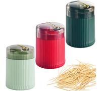 3 Pcs Pop Up Automatic Toothpick Dispenser,Portable Toothpick Holder Dispenser,Push Type Storage Box Light Luxury Style for Home Kitchen(3 Colors)