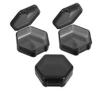3 Pcs Portable Black Rhombus Plastic Pill Box