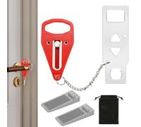 3 PCS Portable Door Lock Set,Anti-Theft,Easy Install Hotel Door Lock Travel Safet for Hotels/Homes with 2 Door Stoppers & Storage Bag,for Travelers and Students