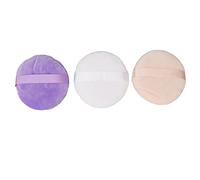 3 PCS Powder Puff Large Soft Velour Face Pads Portable Ribbon Makeup Puff, Gentle Application for All Skin Types