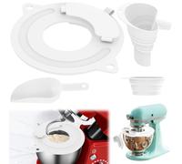 3 Pcs Premium Silicone Flour Funnel Set,Foldable & Leak-Proof with Scoop,Stand Mixer Baking Accessory for 4.5-7-Quart Tilting-Head Stand Mixer(White)