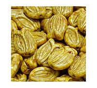 3 pcs Pressed Czech Glass Beads Flower Tulip 16 x 11 mm, Beige