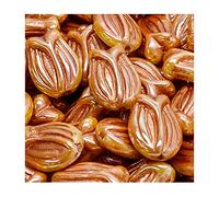 3 pcs Pressed Czech Glass Beads Flower Tulip 16 x 11 mm, Yellow Bronze