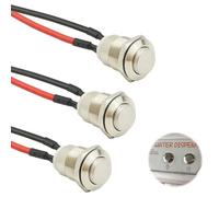 3 Pcs Prewired Momentary Push Button Switch 12mm Waterproof IP65 Stainless Steel Push Button On Off 2A 12V/24V/125V/250V AC (High Head) for Car Trumpet Pc Home Doorbell