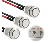 3 Pcs Prewired Momentary Round Push Buttons 12mm Waterproof Stainless Steel Push Button Switch, Metal On Off Start Button for Car Trumpet PC Doorbell