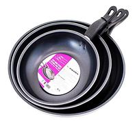 NTI 3 Pcs Prima Non Stick Frying PAN Set | 20, 25 & 30 cm | Kitchen COOKWARE | Home Chef | Breakfast Lunch Dinner Cooking | Combo Frying & Grill PAN UK Free P&P, Black