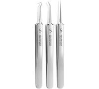 3 Pcs Professional Blackhead Tweezer Professional Facial Blackhead Remover Tweezers Precision Extractor Acne Removal Kit Pimple Popper Skin Care Tools