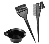 3 Pcs Professional Hair Dyeing Kit with Mixing Bowl and 2 Applicator Brushes | Plastic Hair Color Tools for DIY Coloring Bleaching Tinting Highlighting at Home or Salon Use