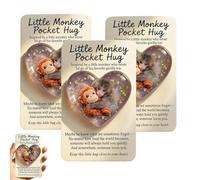 3 Pcs Protect Punch The Monkey Pocket Hug - Heart Shaped Acrylic Token with Card | Cute Little Monkey Hugging Toy Companion | Emotional Support Gift for Friends, Family, Thinking of You Keepsake