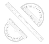 3 Pcs Protractor Ruler Set, Math Geometry Tool Includes 12 Inch/30 cm Straight Ruler 4 Inch/10cm Hollow Plastic Protractor Clear Rulers Measuring Tool for School Office Home Supplies