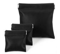 3 Pcs PU Leather Change Holder Squeeze Coin Purse Set Self-Closing Coin Pouch for Men No Zipper Small Change Purse Black Portable Small Makeup Bag Storage Travel fit Cosmetics Headphones Jewelry Women