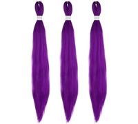 3 Pcs Purple Braiding Hair Extensions, 30 Inch Long Pre-Stretched Synthetic Braiding Hair Extensions for Halloween Costumes, Cosplay Performances & Stage Parties