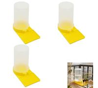 3 Pcs Quail Water Feeder, Large Capacity Chick Water Drinker, Chick Feeder with Small Cleaning Brush, Poultry Chicken Drinker for Geese, Ducks, Chickens, Chicks, Turkeys (Yellow)