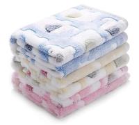 3 Pcs Quality Dog Blanket, Washable Fluffy Fleece Cats Puppy Small Blankets, Cute Elephants Print Flannel Pet Blankets, Very Soft Warm Pet Throw for Kitten Sleep Throw Quilt (Blue, Yellow, Pink)