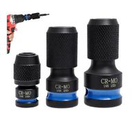3 PCS Quick Release Impact Bit Holders 1/2 3/8 1/4 Inch Square Drive to 1/4 Inch Hex Socket Adapter CR-V Steel Impact Wrench Ratchet Use