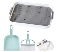 3 Pcs Rabbit Toilet Tray Set, Rabbit Litter Trays with Mini Broom and Dustpan, Portable Guinea Pig Litter Tray for Daily Use, Training Toilets Suitable for Rabbits Guinea Pigs and Other Small Animals