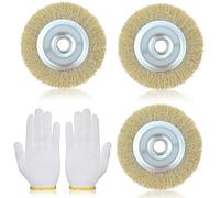3 Pcs RAC814 Wire Brush Replacement for Cleaner Wire Wheel Brush with Arbor Hole for RY18PCA-0 OPC1800 OPC1815 EFB 400/401 More Cleaning Rust Joint Debris(115mm*16mm*10mm) +1 Pair Work Gloves