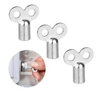 3 Pcs Radiator Bleed Key Set, Metal Key with 5mm Internal Square and 2 Holes, Universal Tool for Bleeding and Venting Air from Plumbing Valves, Essential for Radiator Maintenance (Silver)