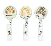 3 Pcs Rainbow Retractable Badges, Rainbow Reel Clips for Office Teachers Nurse Student ID Card Key Badge Holder and Belt Clip Attachment