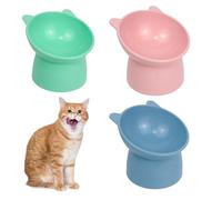 3 Pcs Raised Cat Bowl, Elevated Cat Feeding Bowls with Stand Tilted Anti Vomit Neck Protective Bowl Kittens Dishes 15°Cat Feeder for Pets Cats Dry Wet Food