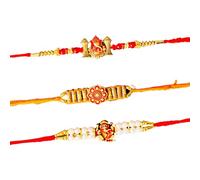 3 pcs Rakhi For Brother And Bhabhi Rakhi for brother Rakhi Set Rakhee for Brother Sister Bracelets Rakhi Gifts For Brother Lumba Rakhi For Bhabhi Rakhi With Roli Chawal Rakhi Sets With Greeting Card