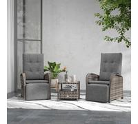 Outsunny 3 PCs Rattan Chaise Lounge Sofa Set w/ Cushion for Patio Yard Porch
