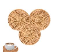 3 Pcs Rattan Placemats Universal Natural Woven Coasters for Kitchen Table