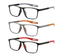 3 Pcs Reading Glasses, Anti-Blue Light Readers for Men and Women Flexible Comfortable Blocking Spring Hinge Reader Sporty-Designed Anti Eyestrain Blue Light Filter Suitable for Screens Games TV Phones