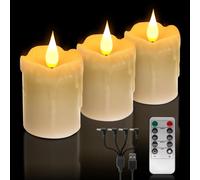 3 PCS Real Wax Rechargeable Flameless Warm White LED