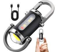 3 Pcs Rechargeable Keychain Flashlights, High Lumens EDC Mini Flashlights, COB K-eychain Work Light Flashlights 7 Light Modes, Bright Mini Keychain L-Ight for Walking, Searching and Hiking (3)
