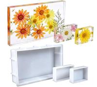 3 Pcs Rectangular Silicone Molds for Resin, Large Resin Mold Glossy Deep Square Molds 9.6''x 6.6'' w. 4''x 2.7'' w. 3.1''x 2.5'' w, Deep Epoxy Resin Molds for Flowers Preservation, Resin Casting