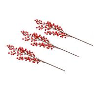 3 Pcs Red Berry Stem, Artificial Long Holly Pick, Charming Faux Home Decor