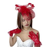 3 PCS Red Fascinator Hat Set for Women, Vintage Style Hat for Wedding, Christmas Party, Tea Party, Daily Decoration
