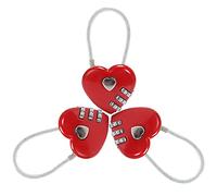 3 Pcs Red Heart Shape Code Lock, Wire Rope 3 Digit Combinations Padlock, Mini Code Lock for Travel Luggage Bags, Suitcase, Lockers, Backpacks, Jewelry Boxes