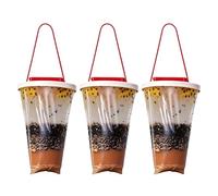 3 pcs Red Top Fly Trap Outdoor Fly Catcher, Horse Barn Fly Control and Garden Pest Management, Three Fly Traps with Standard Bait Included