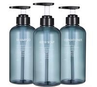 3 Pcs Refillable 500ML Bottles for Dispensing Shampoo, Shower Gel, and Hand Soap (Blue)