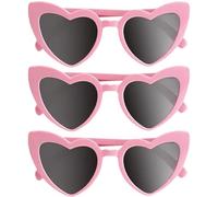 3 PCS Refraction Glasses for Women Men Pink Heart Sunglasses Festival Party Rave Light Pink Heart Glasses Glasses Retro Festival Glasses Women Love Heart Rave Glasses Men