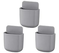 3 Pcs Remote Control Holder Wall Mounted Grey Self-adhesive Storage Box Wall Phone Holder Universal Remote Control Holder Wall-Mounted Sundries Organizer for Pencil Toothbrush Phone Charging Container